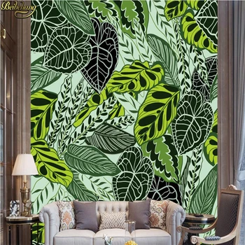Beibehang Užsakymą tapetai didelis sieninis sienų lipdukai retro atogrąžų miškų palmių bananų lapų kambarį TELEVIZIJOS sienos