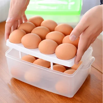 Dvigubo Sluoksnio Plastikiniai Kiaušiniai Saugojimo organizatorius Šaldytuvas Vaisių maisto daržovių Lauke Išsaugojimo krepšelį virtuvės įrankiai