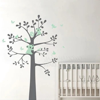 Kawaii Animacinių Filmų Koalos Vinilo Sienos Lipdukai Lipdukas Medžių Šakas Paukščių Drugelis Darželiai Vaikų Darželio Vaikams, Kūdikio Kambarys, Namų Puošybai