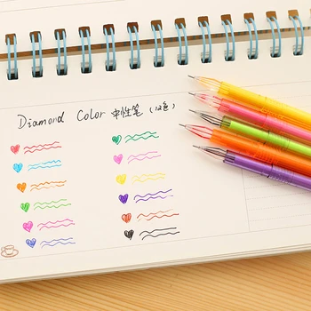 DL Naujoji Pietų korėjos raštinės funkcijomis, švieži saldainiai mielas spalvų 12 spalvų tušinukas rašiklis kūrybos uolienų gręžimo mokymosi raštinės reikmenys