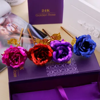 24K aukso folija vestuvių kūrybos dovanos aukso folija rožės su dovanų dėžutė festivalis Valentino dovanos spalvingą rožės lašas laivybos