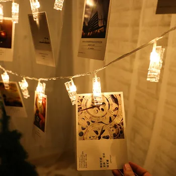 Kortelės Nuotrauką Įrašo Eilutę Žibintai su baterijomis, LED Pasakų Naujovė Žvaigždėtą Girliandą Festivalis Vestuvių Kalėdų Dekoracijos namams