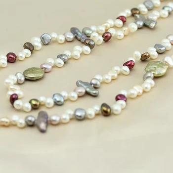 Perlų papuošalai,ilgai nekilnojamojo natūralių gėlavandenių perlų vėrinį vestuvių moteris,motina perlų vėrinį 190cm-200cm mergina gif