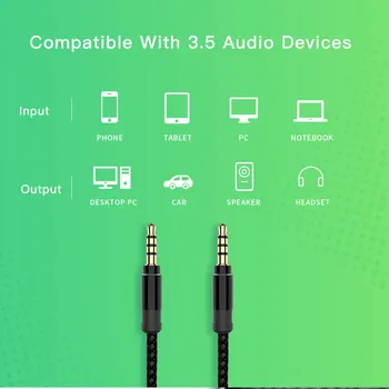 3.5 mm Jack Aux Kabelis Vyrų Vyrų Audio Laidas 3.5 Jack Telefono ilgiklis Automobilių Jack 3.5 iPhone, MP3 Garsiakalbis Ausinių
