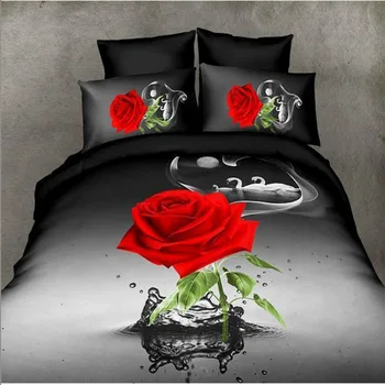 4pc 3D Black Rose antklode padengti Gėlių beddingset
