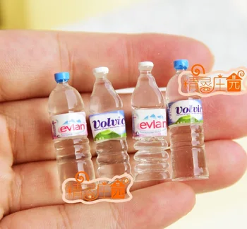MINI Lėlių Evian Volvic mineralinio vandens miniatiūriniai baldai realūs priedai
