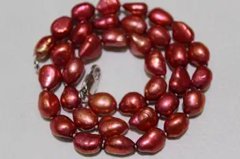 Mados Motinos Perlų Papuošalai Ryžių Raudonojo Vyno Spalvos, 8-9mm Gėlavandenių Perlų Vėrinį 17 Colių