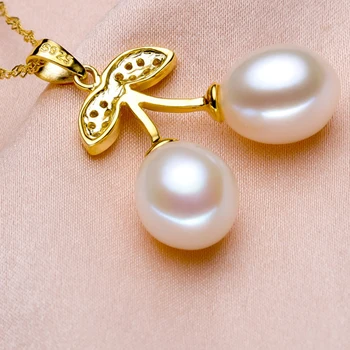 LACEY perlų pakabukas aukso fine jewelry,natūralių gėlavandenių perlų karoliai pakabukas, sidabras 925 grandinės moterų draugė geriausia dovanos