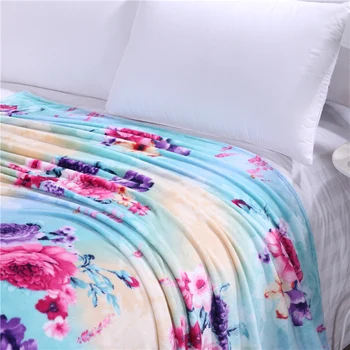 Karšto pardavimo Home Tekstilės gėlių spausdinti koralų vilnos antklodės ant lovos, 4 Dydis pasirinkimas, patalyne, Rankšluosčiai gali būti kaip paklode
