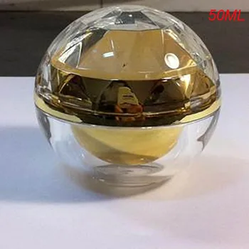 50g aukso akrilo rutulio formos kremas butelis ,50g plastiko kosmetikos konteinerių pardavimas,akrilo grietinėlės indelį Kosmetikos Pakuotės 50g