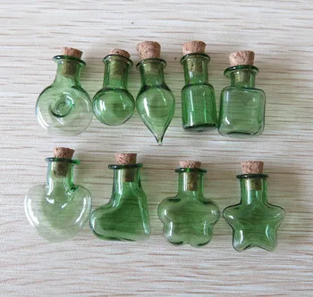 20pcs x Žalia 2ml Mini Stiklo Butelių Kamščiai Maži Stikliniai Buteliukai Su Kamščiamedžio Kamščiu, Dekoratyvinis kamå ¡ä  iai Stiklo Butelį, Pakabučiai