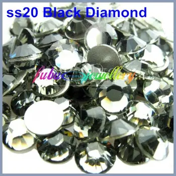 Nemokamas Pristatymas! 1440pcs/Daug, ss20 (4.8-5.0 mm) Black Diamond Butas Atgal Nagų Dailės Klijai Ant Non Hot Fix Cirkonio
