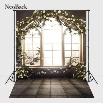 NeoBack Prancūzijos Arkos Langą, Gėlių, Vestuvių Foto Studija Sluoksnių Spausdinti Vinilo Fotografijos Patalpų Studija Fone P1048