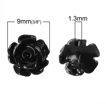 8SEASONS Sukurta Koralų Karoliukai, Metalinės Rožės Gėlių Apie 9 mm x 8mm,Skylutė:Apie 1,3 mm,50PCs