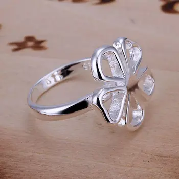 Didmeninė 925 papuošalai sidabro padengtą žiedas, sidabro padengtą bižuterijos, Gėlių Žiedas /anqajexa aviajmpa LKNSPCR015