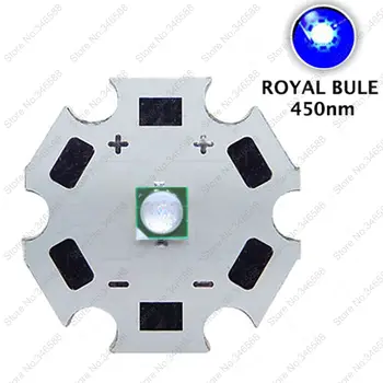10pc 3W 450 nm Royal Blue Spalvos 3535 Epileds Didelės Galios Augalų Auga LED Šviesos Spinduolis Diodų apie 8mm/12mm/kaip 14mm/ 16mm / 20mm Star PCB