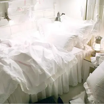 Elegantiškas Europos siuvinėtos patalynės komplektas sun flower antklode padengti rankų darbo nėriniai lovatiesė satino medvilnės vestuvės patalynės, dekoratyvinių