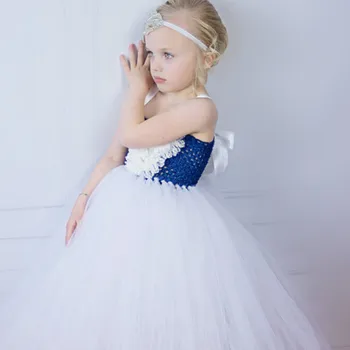 Naujas Gėlių Mergaičių Suknelės Baltos Merginų Grupė Vestuvių Suknelė Vaikai Vaikai Tutu Suknelė Princesė Kamuolys Suknelė Kostiumai Skraiste Filė Enfant