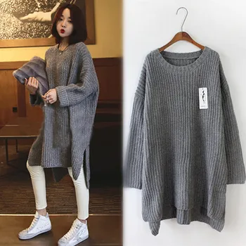 Geros kokybės megztinis moterims, pavasarį, rudenį, žiemą 2017 feminina apranga plonas naujos prarasti ilgai pilka megztiniai megztinis moteriška A1767