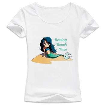 Undinė t-shirt moterų kawaii girl marškinėliai Vasaros harajuku marškinėlius Atsitiktinis mielas undinė Spausdinti O-kaklo t-shirt moterų Plius Dydis viršūnės