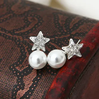 Aukštos Kokybės Mada Imituoti Perlų, Kristalų Tiny Širdies Lapų Žvaigždė Trikampis Karūna Bowknot Vyšnių Stud Auskarai Moterims, Papuošalai