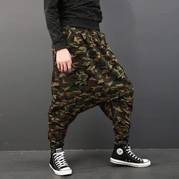 Karšto 2018 Prarasti Didelio Dydžio Banga Vyrų Big Tarpkojo Kelnes Vyrų Armijos Žalioji Spausdinimas Kamufliažas Haremo Kelnės Vyras Hip-Hop Kelnės