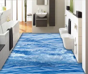 3d pvc grindų danga atspari Vandeniui 3d vonios grindų paviršiaus bangų fone 3d grindys, paveikslai, nuotraukos, 3d sienų freskomis tapetai