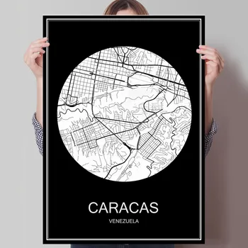 CARACAS Venezuela Pasaulio Miesto Žemėlapį Spausdinti Plakato spauda ant Popieriaus ar Drobės, Sienos Lipdukas, Baras, Užeiga, Kavinė Kambarį Namo Apdaila