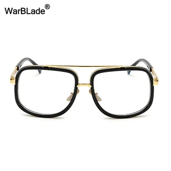 Negabaritinių Kvadratinė akinius Moterims, Vyrams Derliaus Prekės Dizaineris UV400 Veidrodis Aišku, Skaidraus Lęšio Akiniai Vyras Moteris WarBLade