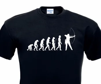 Vientisos Spalvos Atsitiktinis Vyras Tee Marškinėliai Prekės ženklo Drabužių Evoliucija T-Shirt Šaudymas iš lanko Šaulys Šaulys Ir Rodyklių Šaulys hipster Tee marškinėliai