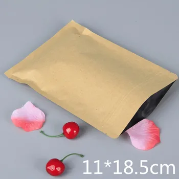 100vnt 11*18,5 cm Ziplock Antspaudas Kraft Popieriaus Maišelį su Aliuminio Folija Padengtas