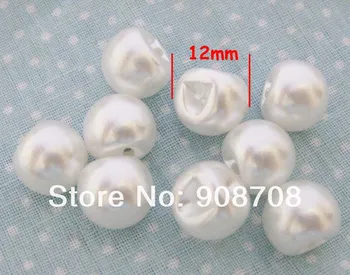 H0218 Balti Apvalūs Plastikiniai Pearl Mygtuką 200pcs kūdikių marškinėliai, sagos, drabužių priedai
