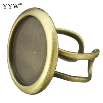 YYW Didmeninė Antikvariniai Bronzos Padengtą Žalvario Žiedas Išvadas 26mm Tinka 20mm Cabochon Nustatymo Žiedo Dydis:8 Atidaryti Manžetai Visą Žiedai Išvados