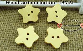100VNT 19MM medienos star karikatūros mygtukus, paltai, batai, drabužių siuvimo reikmenys, prekės ženklo mygtuką WCB-139