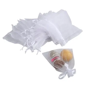 60 X Organza baltos spalvos maišelis maišelis stačiakampio vestuvių puošmena