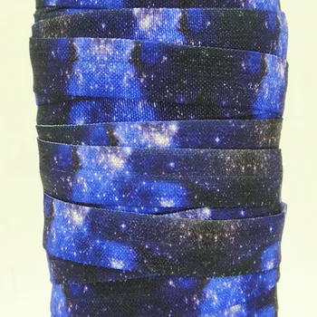 WM juostelės didmeninė/OEM 5/8inch 15mm 141029010 mėlynas dangus atspausdintas ant sulankstyti per elastinga PRIEŠAS 50yds/roll plaukų kaklaraištis nemokamas pristatymas