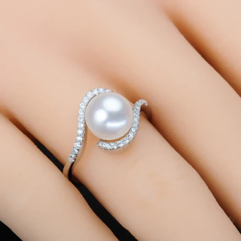 Natūralūs Gėlavandenių Perlų Žiedas, Papuošalų 925 Sidabro Pora Žiedus Moterims, Tikras Perlas Piršto Žiedą Sužadėtuvių Dovana