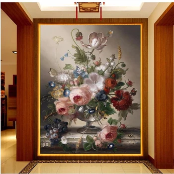 Beibehang foto tapetai kokybės audinio Paprastas ir romantiškas kambarį dekoratyvinis dažymas kilnus vaza didelių 3D sienų tapetai