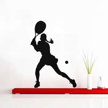 Aštri Moterų Teniso Žaidėjas Sienos Lipdukas Vinilo Nuimamas Sienų Lipdukai Namų Dekoro Kambarį adesivo de parede Dailės Freskos ZA214