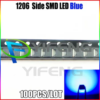 100vnt Mėlyna 1206 Pusėje SMD LED diodų šviesa