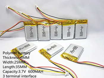 3.7 V 600mAh li Polimero Li-ion Baterija ausinių tachografo MODELIS 582535 SP5 mp3, mp4, GPS PSP 602535 062535