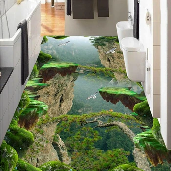 Beibehang Dekoratyvinės grindų dažymas Užsakymą 3d stereoskopinis vinilo grindų danga atspari vandeniui 3d grindų, Miško, Slėnio grindys, tapetai