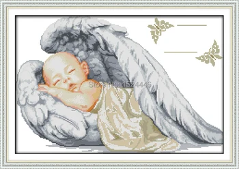 Little angel, gimimo liudijimas,miega kūdikis,modelis spausdinti drobės DMC 14CT 11CT DMS Kryželiu Siuvinėjimo rinkinių Rankdarbiams Rinkiniai