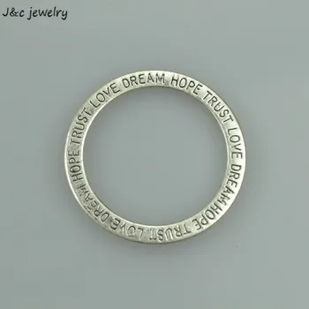 Didmeninė 30 vnt Retro tibeto sidabro raštais, pakabukai metalo apvalus žiedas pakabučiai, 
