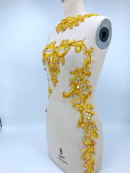 Siūti ant aukso cirkonio aplikacijos ant akių, rankų darbo kristalų apdaila lopai aprangos aksesuaras 60*43cm