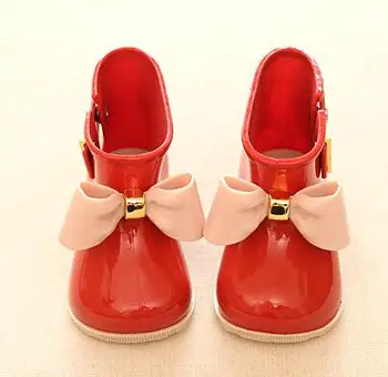 Karšto pardavimo Mielas kūdikis merginos rainboots puikus bowtie princesė lietaus batai mergaitėms, vaikams, vaikams, saldainiai spalvos batai vandeniui
