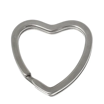DoreenBeads 10vnt nuobodu sidabro spalvos Valentine Heart Split Žiedai, Raktų pakabukai (B03297)
