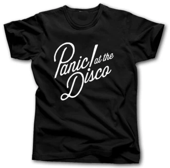 Naujas 2018 metų hip-hop ' o mados prekės ženklo drabužių Tee marškinėliai PANIC AT THE DISCO BLACK MARŠKINĖLIAI VYRIŠKI MOTERIŠKI MUZIKOS kapela Tees O Neck T shirt
