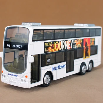 Nauji lieti modelio autobusų metalo diecasts miniatiūriniai žaislai traukti atgal, dviejų sluoksnių, mirksi pagal muzika aukštos modeliavimas turistinis autobusas