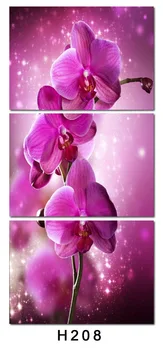 Nemokamas Pristatymas 3 Gabalas Sienų Tapybos Violetinė orchidėjų žiedų drobė Paveikslų Spausdinimas ant Drobės, namo apdaila už kambarį